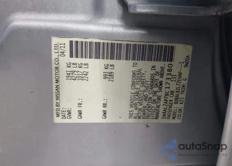 2011 Nissan Altima 2.5 S from USA, damaged, VIN 1N4AL2AP7BC173380